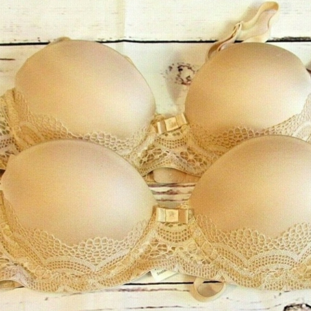 Auden Lace Trimmed Bra in Tan